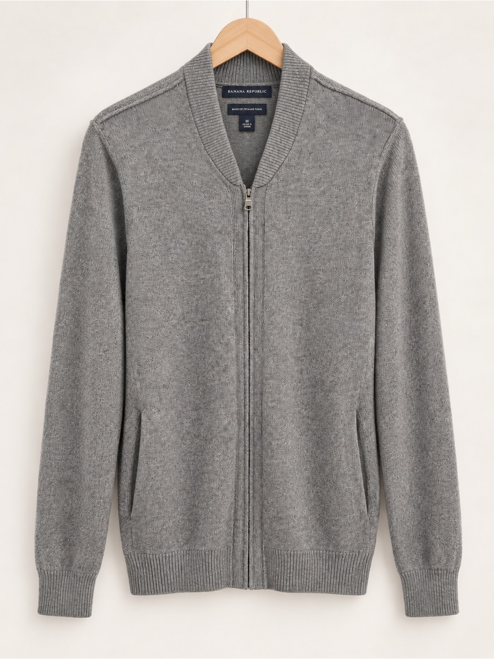 Banana Republic Men’s Gray Merino Wool Blend Full Zip Cardigan Size M